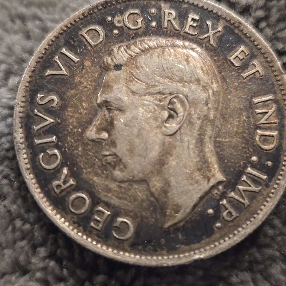 1940 Canadian 50 Cents Half Dollar Silver Coin King George VI - Picture 3 of 4